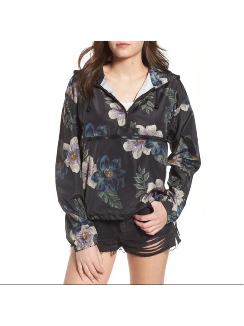 Thread & Supply Tyrell Floral Print Windbreaker Anorak Jacket Large
